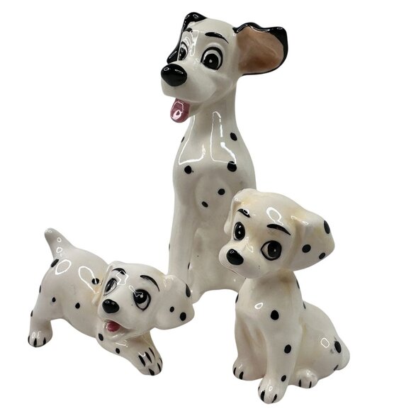 VTG Disney 101 Dalmatians 1960's‎ Japan Ceramic Figurines Set Of 3 Hand-Painted - Picture 2 of 16